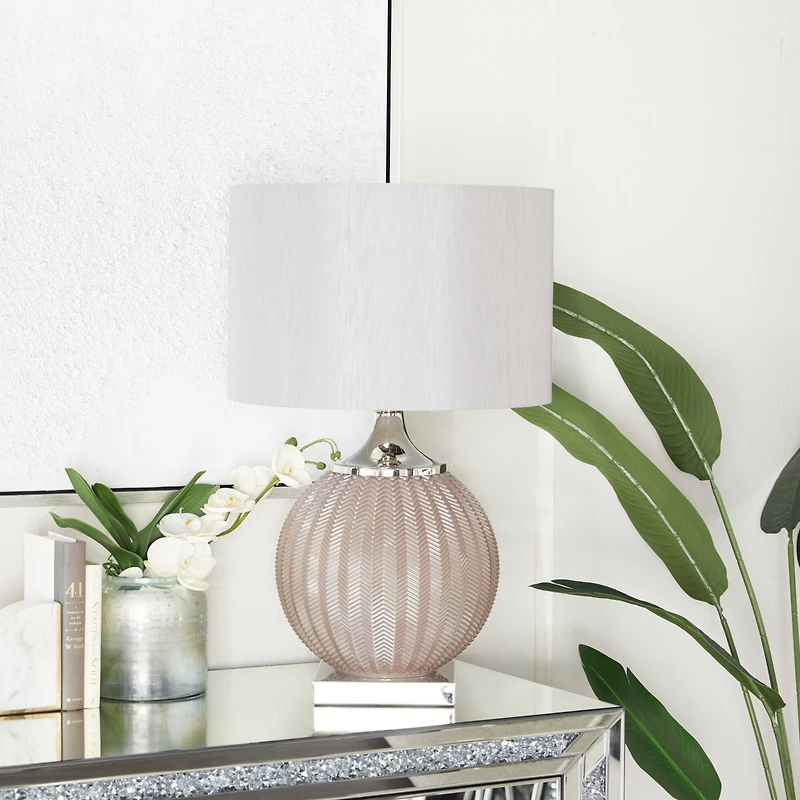 Grey Polyester Transitional Table Lamp, 27" x 17" x 17"