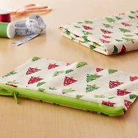 Fabric Traditions Christmas Trees Natural Glitter Cotton Fabric