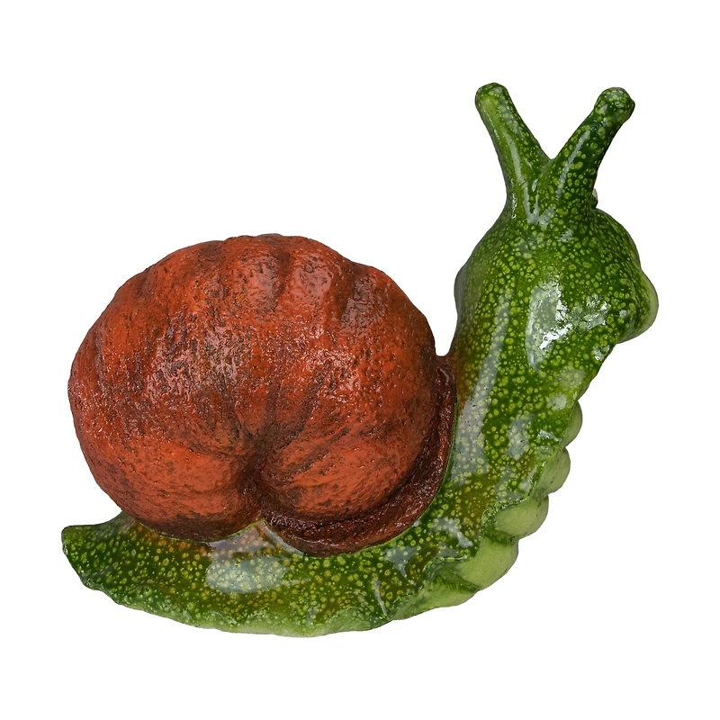 13.5" Green & Brown Snail Outdoor Garden Statue