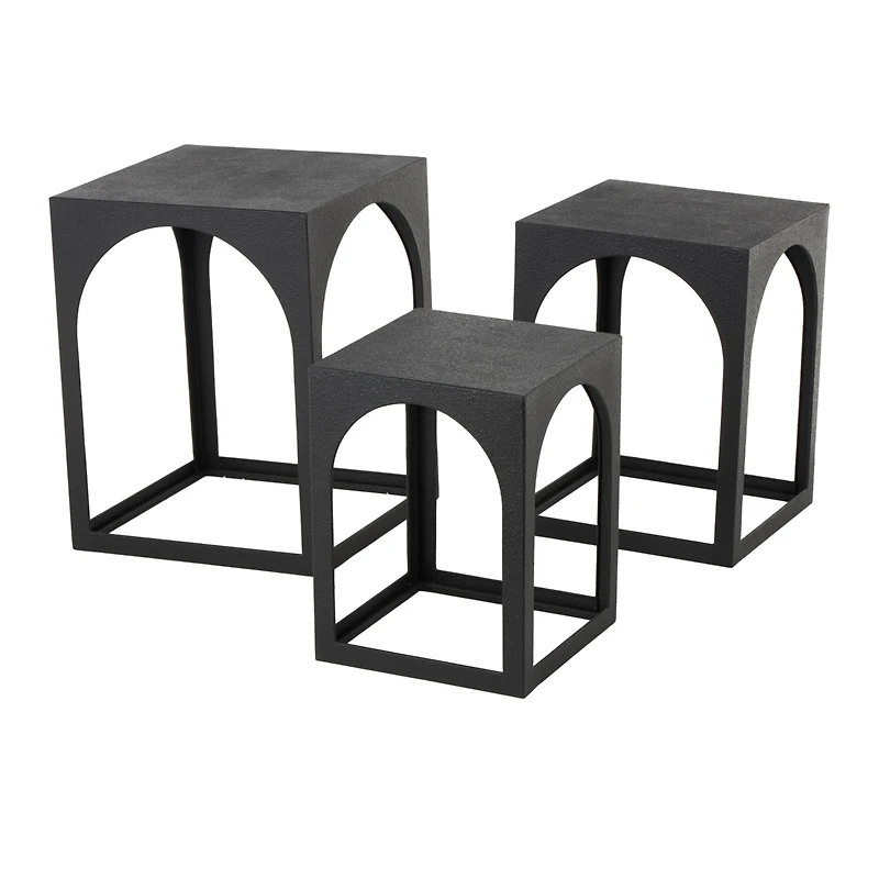 Metal Nested Accent Table with Large Arched Cutouts Set
