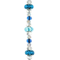 Blue Glass Lampwork Swirl Rondelle Beads by Bead Landing™