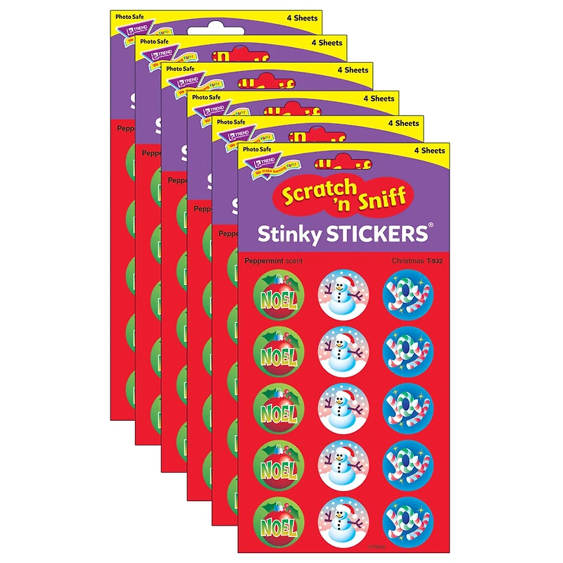 Trend Enterprises® Stinky Stickers® Christmas/Peppermint, 6 Packs of 60ct.