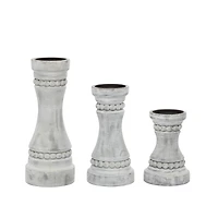 Gray Wood Farmhouse Candle Holder Set