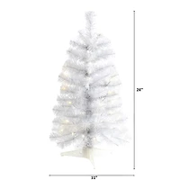 2ft. Pre-Lit White Artificial Christmas Tree, Clear LED Lights