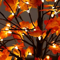 5ft. Pre-Lit Minimalist Autumn Maple Artificial Fall Tree with 96 LED Warm White & Orange Pumpkin Shaped Lights