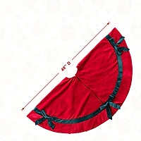 Glitzhome® 48"D Red Velvet Christmas Tree Skirt with Bows