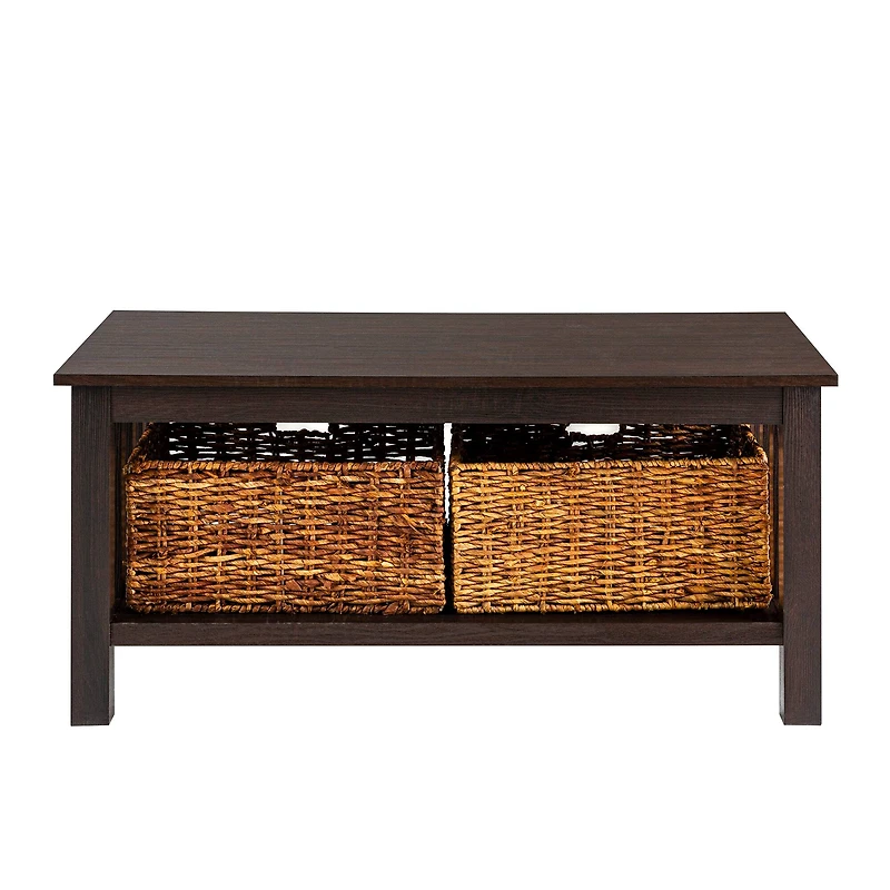 Walker Edison 40" Espresso Mission Storage Coffee Table with Baskets