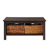 Walker Edison 40" Espresso Mission Storage Coffee Table with Baskets