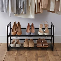 Organize It All 30" Black 2 Tier Adjustable Mesh Shoe Rack