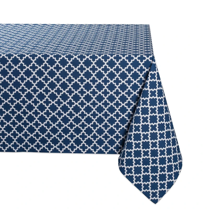 Nautical Blue Lattice Tablecloth 60" x 84"
