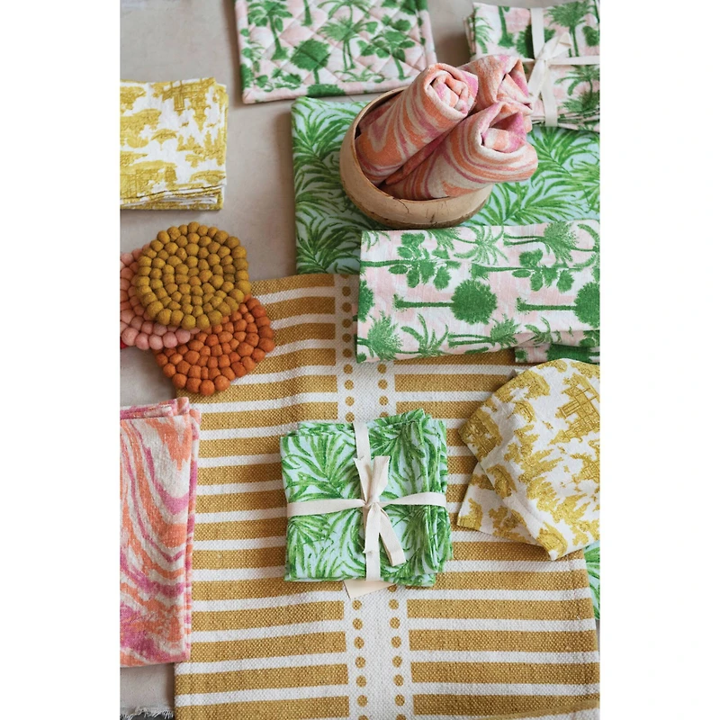 Hello Honey® Tones Handmade Wool Felt Ball Coaster Set