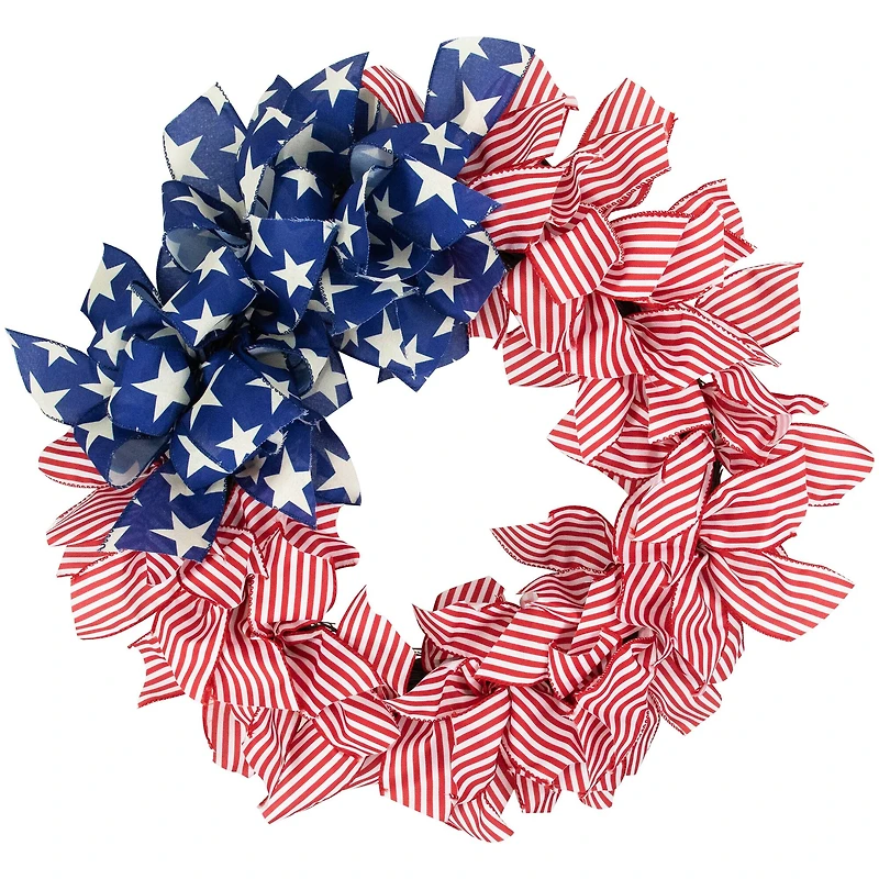 24" Stars & Stripes Patriotic Ribbon Wreath