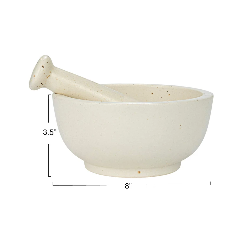 Hello Honey® White Round Stoneware Mortar & Pestle Set