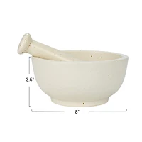 Hello Honey® White Round Stoneware Mortar & Pestle Set
