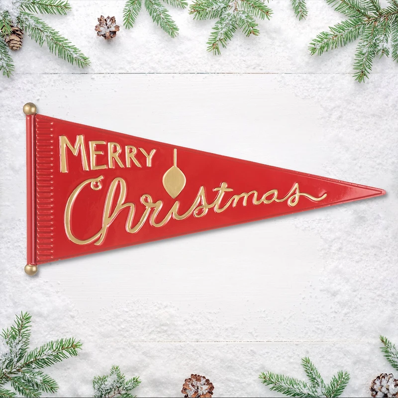 Glitzhome® 25" "Merry Christmas" Metal Pennant Wall Décor