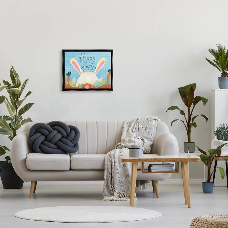 Stupell Industries Happy Easter Spring Carrot Garden Floater Framed Art