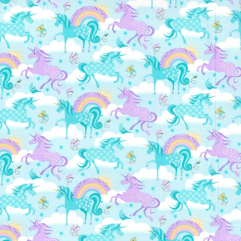 Fabric Traditions Purple Unicorn Cotton Fabric