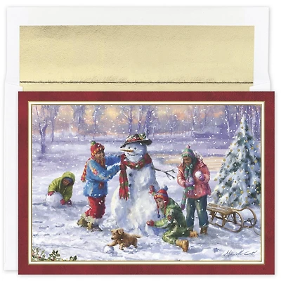 JAM Paper Building Frosty Christmas Card & Envelopes Set, 18ct.