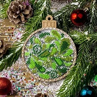 Wonderland Crafts Red & Green Swirl Ball Ornament Bead Embroidery Kit