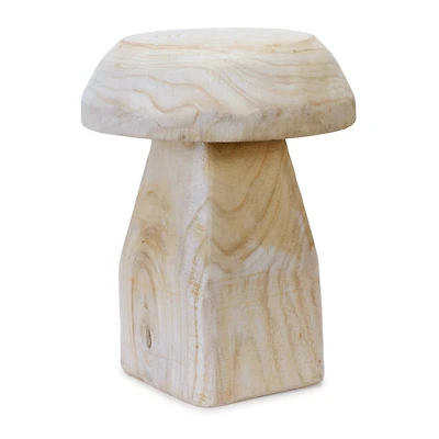 15.75" Wood Mushroom Stool
