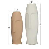 Set of 2 Multi Stoneware Contemporary Vase, 15" x 5" x 5"