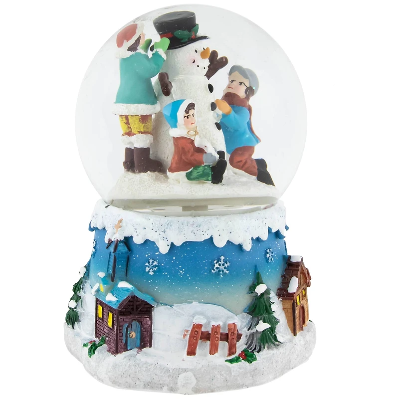 5.5" Snowman & Children Musical Swirling Snow Globe