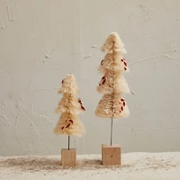 Hello Honey® Natural Sisal Bottle Brush Tree with Chenille Candy Cane & Wood Base