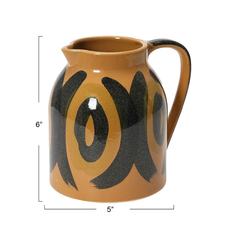 Hello Honey® 6" Brown & Black Decorative Hand Painted Stoneware Pitcher