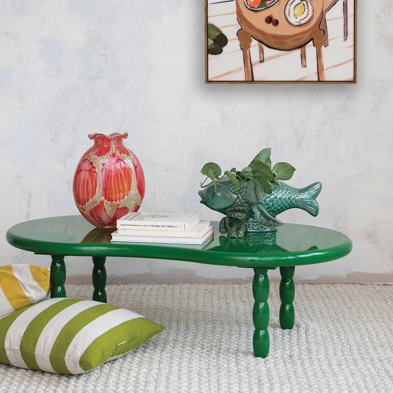 Hello Honey® Green Oval Lacquered Coffee Table
