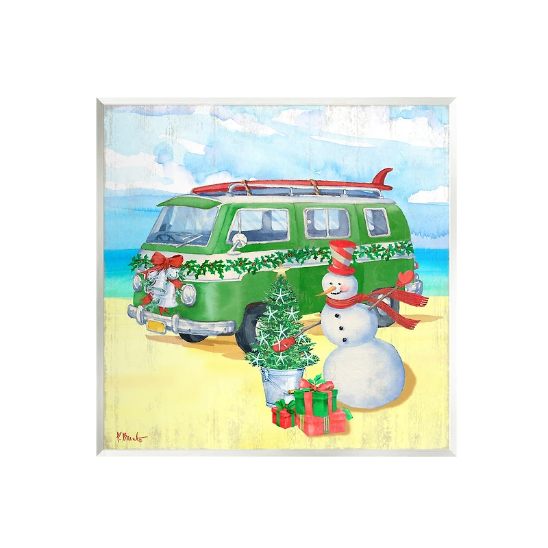 Stupell Industries Green Van Holiday Beach Wall Plaque Art