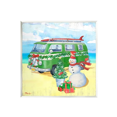 Stupell Industries Green Van Holiday Beach Wall Plaque Art