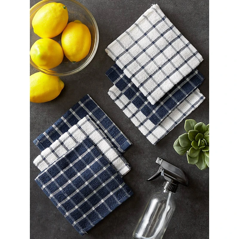 DII® Nautical Blue Combo Windowpane Dishcloths, 6ct.