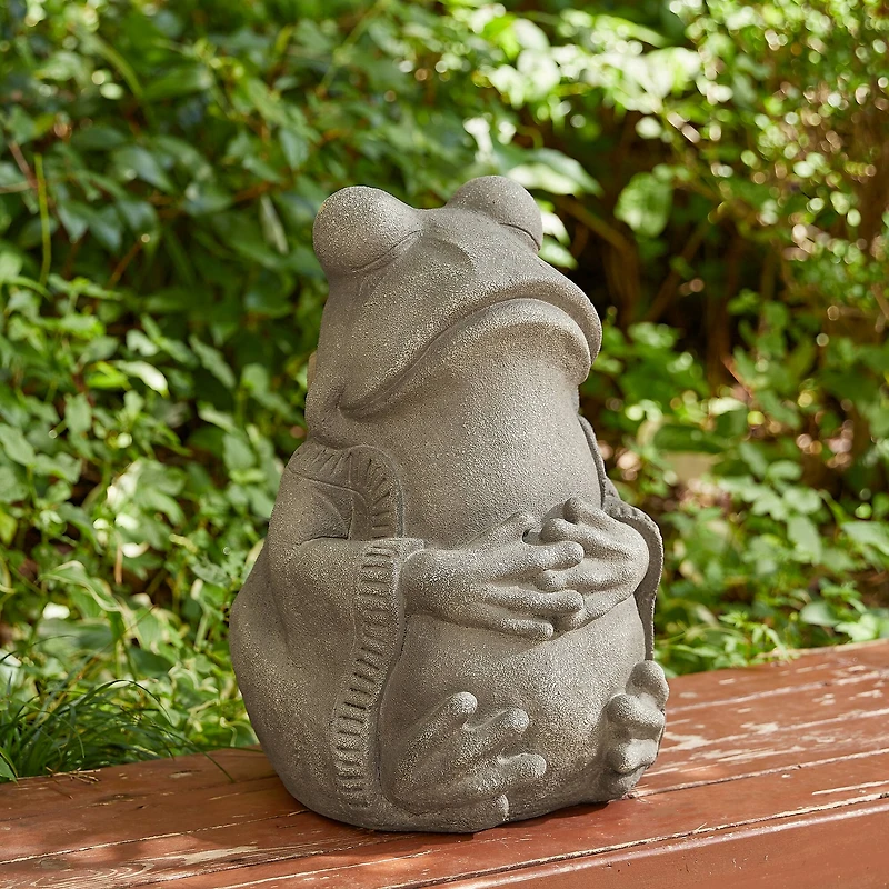 Glitzhome® 16.75" Faux Concrete Zen-Style Frog Garden Statue