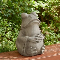 Glitzhome® 16.75" Faux Concrete Zen-Style Frog Garden Statue