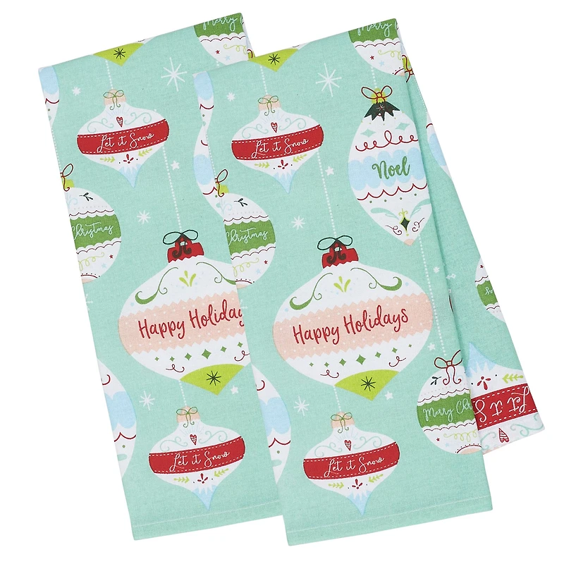 DII® Holiday Ornaments Dishtowel Set