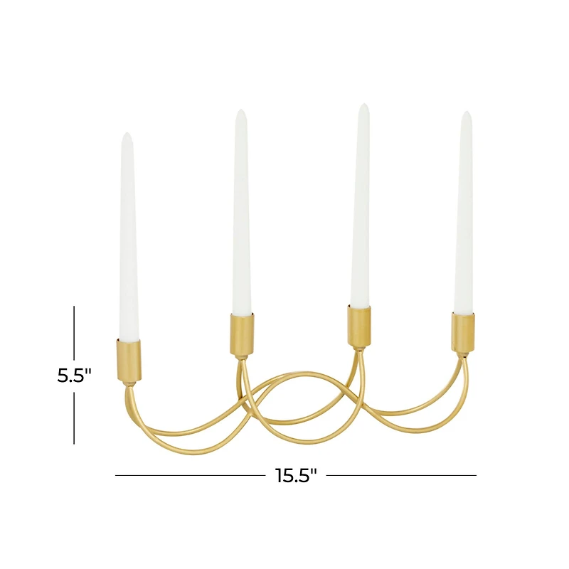 CosmoLiving by Cosmopolitan Gold Metal Contemporary Candelabra, 5" x 15" x 3"