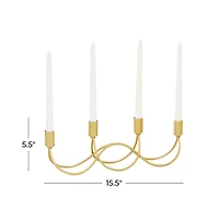 CosmoLiving by Cosmopolitan Gold Metal Contemporary Candelabra, 5" x 15" x 3"