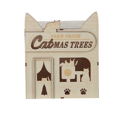 7" DIY Villages Cat-Mas LED Wood Décor by Make Market®
