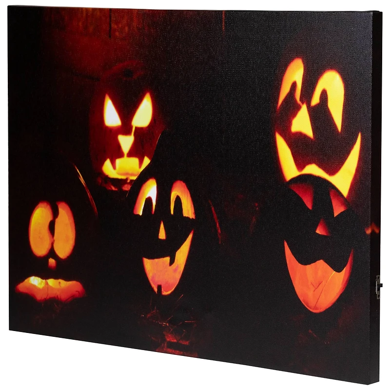 LED Lighted Silly & Spooky Jack-O-Lanterns Halloween Canvas Wall Art