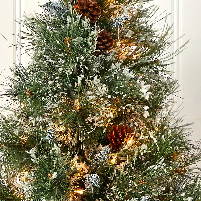 3ft. Pre-Lit Frosted Artificial Christmas Tree with Pinecones, Clear Lights
