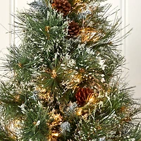 3ft. Pre-Lit Frosted Artificial Christmas Tree with Pinecones, Clear Lights