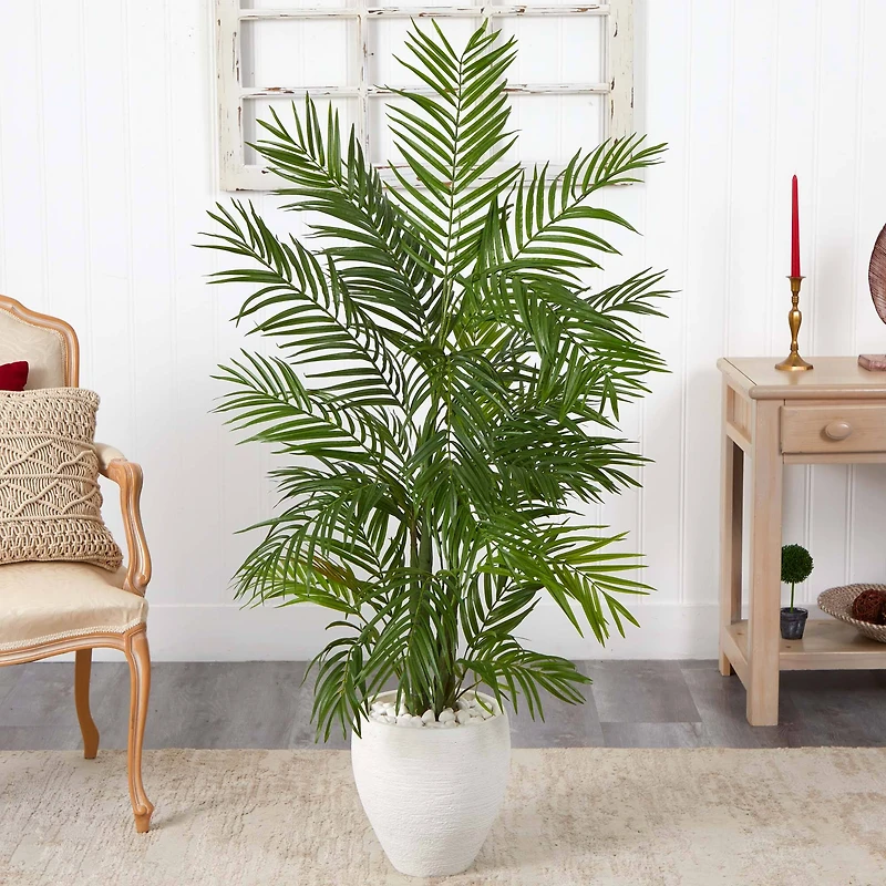 5ft. Areca Palm Artificial Tree in White Planter