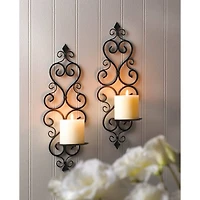 15.75" Fleur-De-Lis Candle Wall Sconce, 2ct.