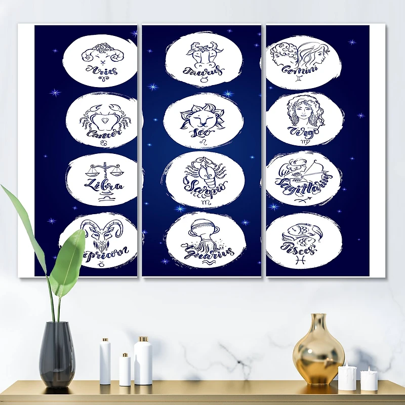 Designart - Zodiac Signs On Blue