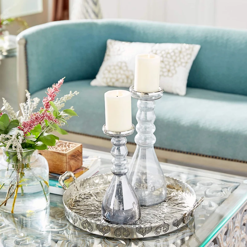 The Novogratz Glass Contemporary Candle Holder Set