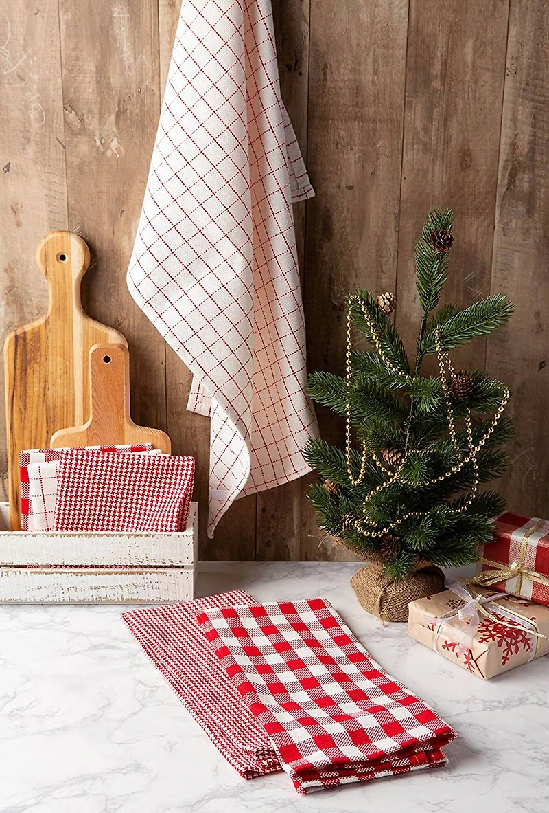 DII® Holiday Checks Heavyweight Dishtowel & Dishcloth Set