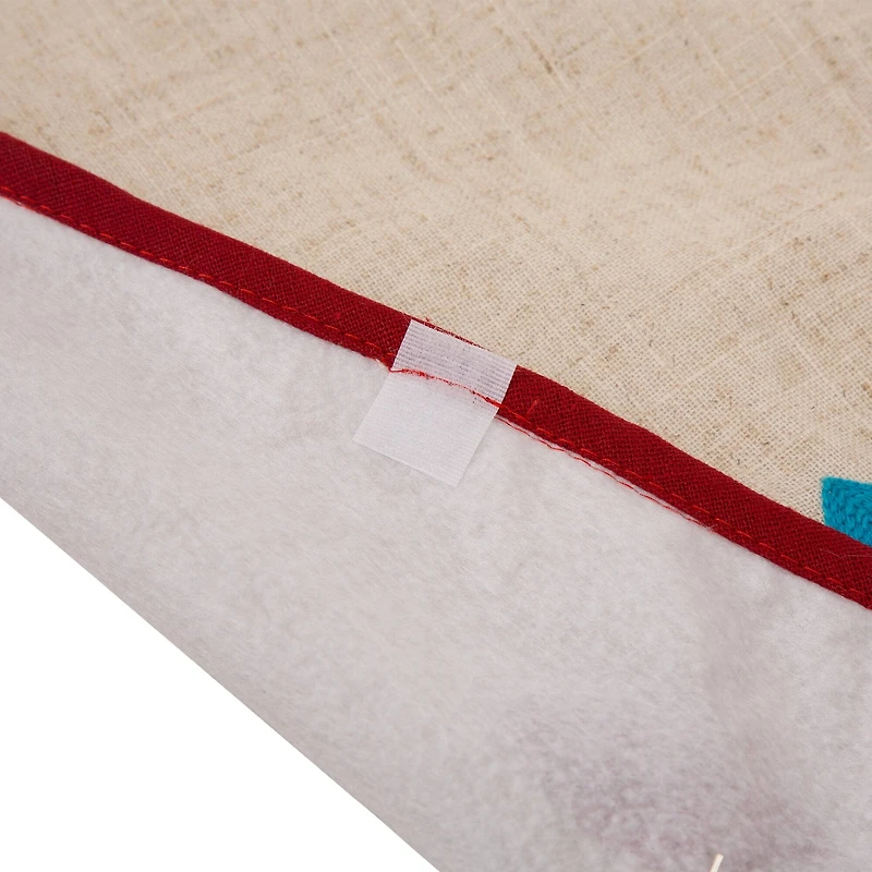 Glitzhome® 48" LED Embroidered Merry Christmas Linen Christmas Tree Skirt