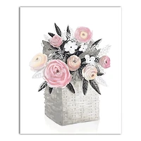 Pink Flower Basket  16" x 20" Canvas Wall Art