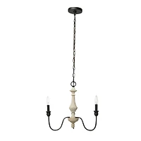 Hello Honey® Robert Stevenson Lighting Magnolia 18.5" Matte Black 3-Light White Washed Wood and Metal Chandelier