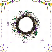 Glitzhome® 20" Mardi Gras Berry & Fleur-de-Lis Wreath